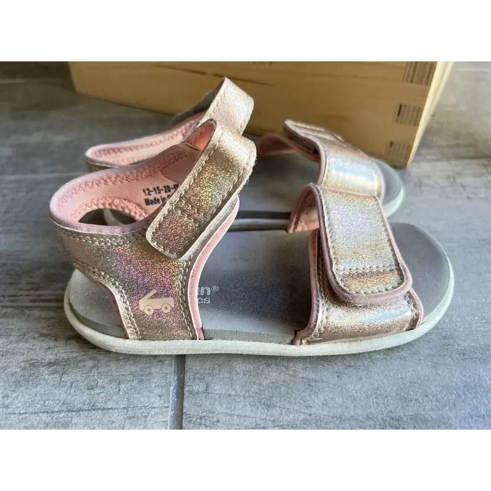 See Kai Run Toddler Girls Logan Sandal Pink Glitter Hook & Loop Adjustable 9